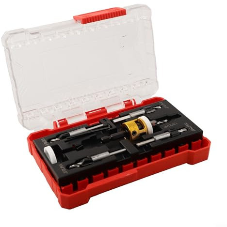 Kit de taladro avellanado de aleación de aluminio,Juego de brocas de carburo,Broca avellanada de profundidad ajustable,Para todos los tipos de madera y plásticos