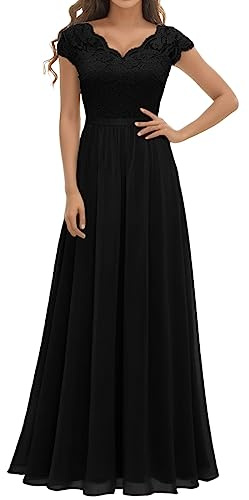 Robe Mariage InvitéE Femme Manches Courtes, Robe Cocktail Femme avec Coutures en Dentelle Longue De Bal SerréE Festive Moulante LéGèRe Et AéRéE Party Couleur Unie Chic Banquet Fluide Dress