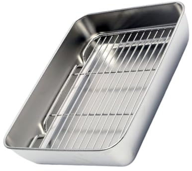 SHINEOFI 1 ensemble Plaque de Cuisson Acier Inoxydable avec Grille de pour Pâtisserie et Cuisson Au Four Compatible Lave Vaisselle