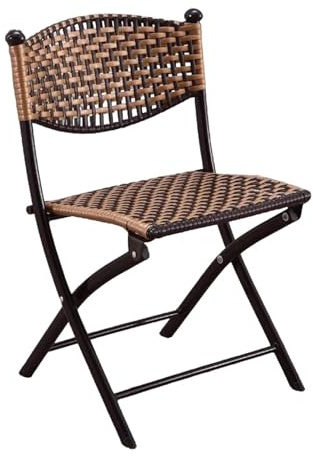 NMVAWIPT Set Da 2 Sedie Pieghevoli In Rattan – Sgabello Portatile Esterno 14 Pollici, 16 E 18 Con Schienale For Giardino, Picnic Bar(Brown,40cm)