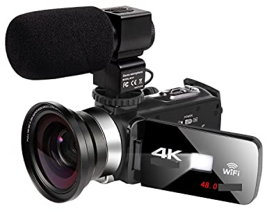 Videocamera digitale professionale for visione notturna 4K Videocamera for registratore Vlog fotografico 18X 48MP in streaming live Film, registrazione, trasmissione(32G SD Card,With MIC Lens)