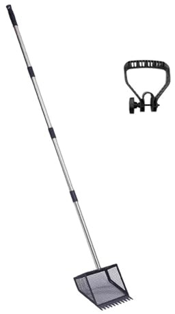 Pala ajustable de 3 secciones para residuos de aves de corral con agujeros de colador, construcción de acero inoxidable continuada para limpieza de granja, pala de estiércol de ganado