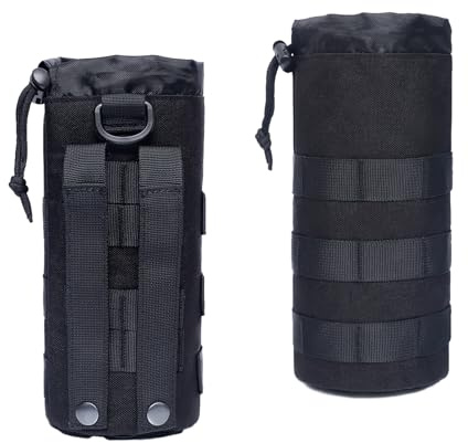 2 PCS Sac de Bouteille d'eau Molle Tactique,Sac de Bouteille d'eau Tactique,Pochette Cabaia,Porte Bouteille Molle en Réglable,Poches de Sac à Dos de Randonnée Militaire pour L'extérieur Marche Camping