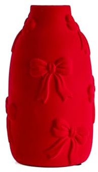 Vaso Decorativo Moderno da Interno in Ceramica – Collezione Design Elegante per Arredo Casa,Vasi Da Soggiorno, Tavolo o Salotto Soprammobile Di Design - Anfora Papillon - Rosso effetto Velluto