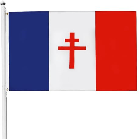 240x150 cm/8x5 Pieds Grand Drapeau France Libre Drapeau France Libre 1940-1944 Drapeaux Français Idéal pour Parade Décoration Fête Célébration Fête Nationale Française Décoration Intérieure Extérieure