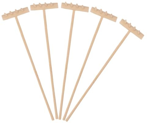 iplusmile Lot De 5 Mini Râteaux à Sable en Bois, Outils De Jardin Zen pour Bureau, Taille Petite, Décoratifs Et Pratiques, Accessoires pour Plateau De Sable Et Cérémonie De Thé