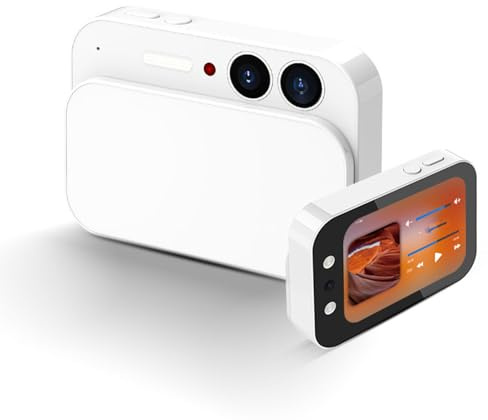 Sxhlseller Fotocamera Digitale 4K 64MP per Fotografia, Fotocamera per Vlogging con Messa a Fuoco Automatica con Touchscreen da 2,8 Pollici, Fotocamera Musicale CCD Compatta (White)
