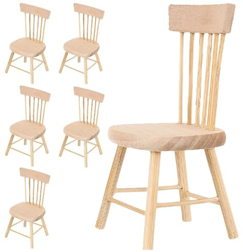 NOLITOY 6pièces Chaises Miniatures Bois Lot de Décorations Mobilier Maison de Poupée Accessoires Déco Meubles Miniatures