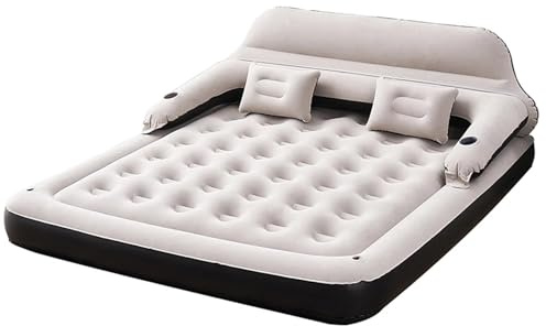 LASIEYO Air Mattress with Headboard, Air Couch Sofa Bed, Blow Up Inflatable Bed with Pump & Inflatable Pillow, Fast Inflation Air Bed for Home, Guests & Camping, Outdoor Overnight