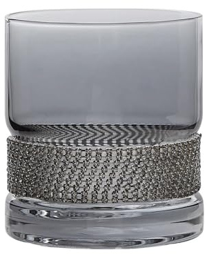 Hhaoran-9868 Taza de cristal Copa de cristal lujo sin tallo, vasos whisky base pesada Vasos Vasos De Agua(Grey,Pequeño)