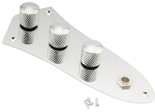 Musiclily Loaded Prewired Jazz Bass Control Plate JB Komplett Verdrahtet Kontrollplatte Kabelbaum für J-Style E-Bass, Chrom | für Jazz Bass E-Bass