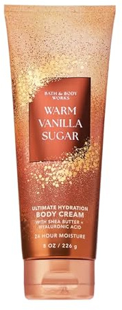 Bath & Body Works Warm Vanilla Sugar Body Cream, Ultimate Hydration Moisturizer with Shea Butter & Hyaluronic Acid for Dry Skin, Sparkling Sugar and Sweet Vanilla Scent, 8 oz - 1 Pack