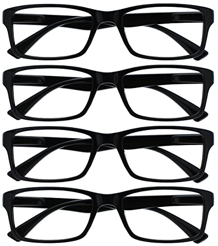 OPULIZE La Société Lunettes De Lecture Noir Lecteurs Valeur Pack 4 Hommes Femmes UVR4092BK +3,50