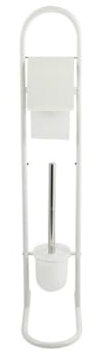 MSV Stand WC Garnitur WC Bürste Toilettenbürste Klobürste aus Edelstahl Weiß 15,7x29x79cm