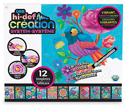 Boti 36125 Hi Def Creation System Kompletterande Set Målarmallar, gjorda av specialpapper med förtryckta konturer i 12 olika motiv, för kreativ förverkligande, färgglada