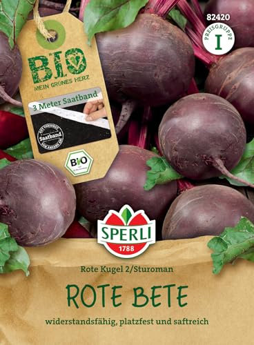 Sperli BIO Graines de betterave rouge, F1, ruban de semences 82420 – Semis facile, betteraves solides, parfaites pour le potager, l'amour, les légumes, les betteraves rouges pour 3 mètres courants