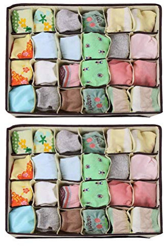 Porta Calzini da Cassetto TIMESETL 2 Pezzi Organizer Mutande e Calzini, Organizer Biancheria Porta Mutande da Cassetto, Organizer Cassetti, per Calze, Fazzoletti e Cravatte, 24 Celle