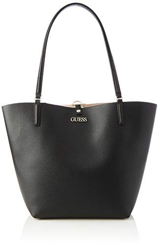 GUESS Damen Alby Toggle Tote Satchel Bags, Black/Stone