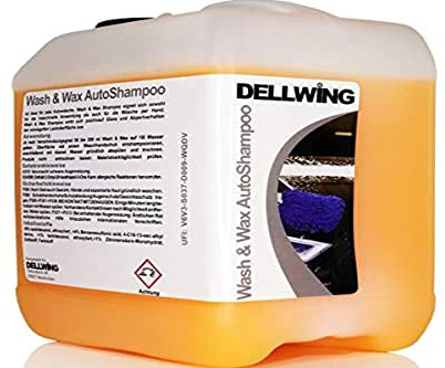 DELLWING shampoo per auto Wash & Wax con cera 5 l - shampoo altamente professionale per la tua autovettura - diluibile fino a 1:200 - brillantezza perfetta e profonda con effetto idrorepellente