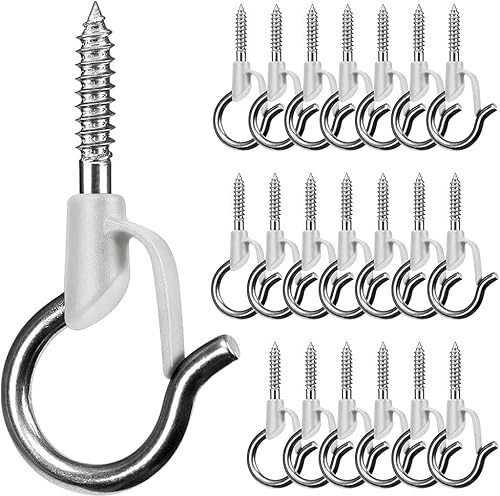 BeneLabel 4.8cm 20 Schraubhaken Lichterkette Weihnachtslichter/Weiß | Wand Decken Balken Zaun Baum,18kg,Weihnachtslichter Blume Pflanze Tassen Küchenutensilien,Sicherung