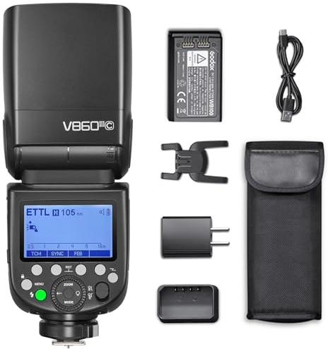 Godox V860III-C Flash for Canon Camera Flash Speedlite 7.2V/2600mAh, 2.4G Wireless HSS 1/8000 1.5s Recycle Time 10 Levels LED Modeling Light for Canon 6D 50D 60D 1DX 580EX II 5D Mark II III, etc