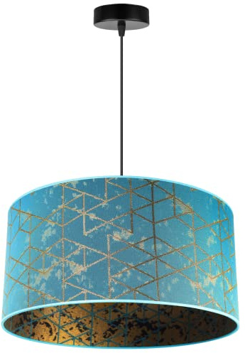 Light-Home Werona Elegant Hängelampe - Modern Deckenlampe für Wohnzimmer Schlafzimmer und Esszimmer - Pendelleuchte aus Metall mit Classic Lampenschirm - Blau - 23x45 cm