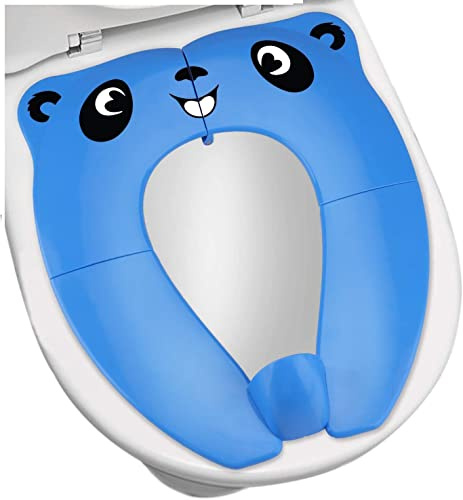UPGRADE Gimars Klappbarer Toilettensitz für Kinder, spritzwassergeschützt, tragbar, wiederverwendbar, 8 rutschfeste Pads für Reisen, Training, Kindertöpfchen, mit Tragetasche
