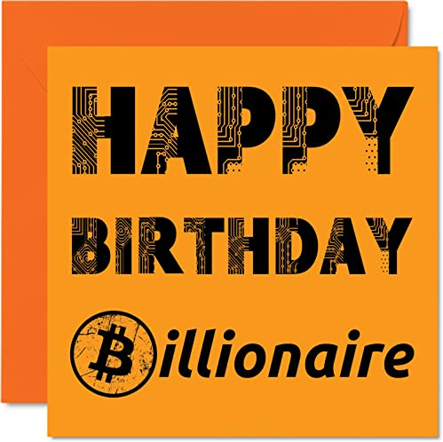 Stuff4 Lustige Geburtstagskarten für Männer und Frauen - Bitcoin Geburtstag Milliardär - Karte für Bruder Schwester Sohn Tochter Onkel Tante Cousin Freund 145mm Hodl Crypto Grußkarten