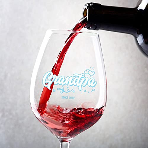Rimego Lot de 2 verres à vin rouge ou blanc avec inscription « Promoted to Grandpa » - Verres à vin rouge ou blanc - Pour fêtes, rendez-vous, soirées