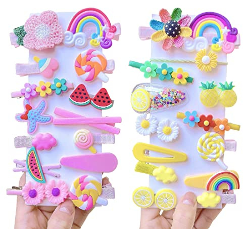 28 pièces Pince Cheveux pour Filles, pinces à cheveux de bébé, accessoires de barrettes de cheveux pour enfants, Barrettes à cheveux, d'épingles à cheveux arc-en-ciel en forme de nuage