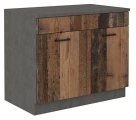 Kuechen-preisbombe Spülenschrank Buffet Küche Mario 100 Küchenzeile Einbauküche Old Wood Matera