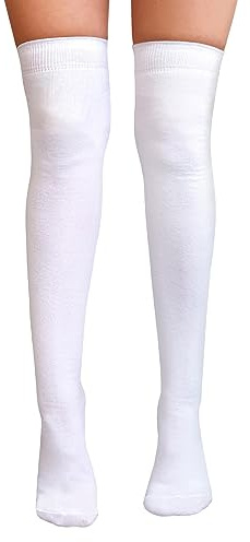 NuJake Over The Knee Thigh High Socks, Cotton & Lycra for Girls, 4-5.5 | Long, Cotton-Rich, School Uniform, Primary & Plain Colours