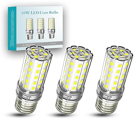 HAONIULED LED Light Bulb, 10W (100W Equivalent), 5000K (Daylight), E26/E27 Medium Base,1100 Lumens, Non-dimmable 3-Pack