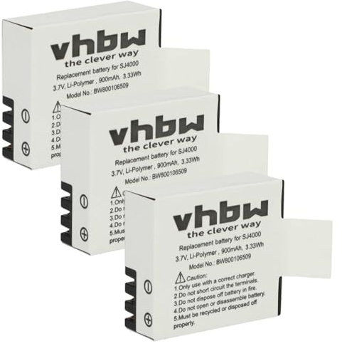 vhbw 3x batteria sostituisce Forever S009 per videocamera camcorder (900mAh, 3,7V, Li-Ion) con infochip