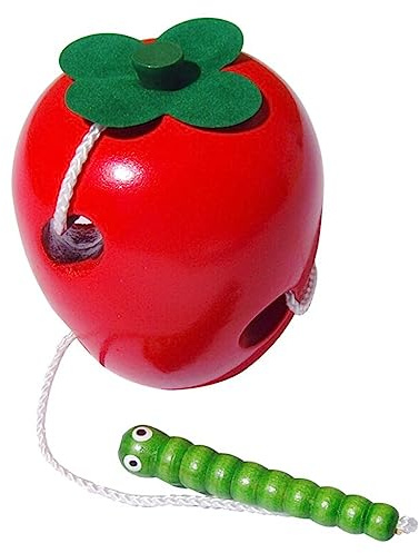 Apfel-Fädelspielzeug, Holzspitze, Block-Puzzleform, Reisespiel, Spielzeug für, Kleinkinder, und Mädchen (Spielzeug)