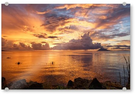 artboxONE Acrylglasbild 60x40 cm Natur Sonnenuntergang auf Sulawesi - Bild Strand abendlicht abendrot