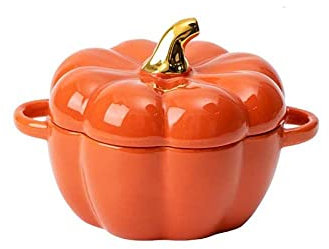 Ciotola a forma di zucca con coperchio, teglia da forno, decorazione per Halloween, zuppa, insalata, cereali, insalata (arancione)
