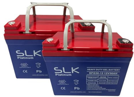 SLK Platinum Mobility Scooter GEL Battery Pair of 2 x 12v 36ah Reliable And long Lasting Replacement Batteries For Electric Scooters And Wheelchairs