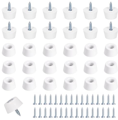 Glarks Juego de 62 tablas de cortar blancas con patas de goma, 5 tamaños, antideslizantes, pies de goma pequeños, tabla de cortar con tornillos M3 para tabla de cortar, ideal para cocina y muebles (15