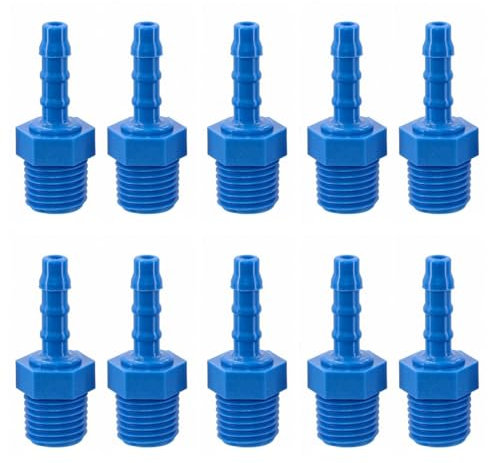 Schlauchverschraubung aus Nylon Außengewinde 1/4 BSPT Ø 5 mm, Packung mit 10 Stück, blau - AWSPLASTIC 1405PAB