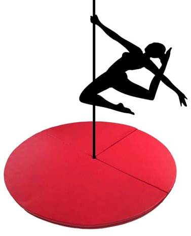 Pole Dance Matte Extra Große Pole Dance Matte Zum Trainieren, Tanzstangenmatte für Anfänger für Gymnastik-Fitness, Runde Schutzmatte Stripperstangenmatte Gegen Fallen, 1,2-2 M(Color:Red,Size:200cmx5cm