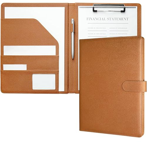 Mymazn Dokumententasche, A4, Dokumententasche, PU-Leder, Blockhalter, A4, Dokumente, Ordner, Organizer, Portfolio, Bretter, Formularhalter (Braun)