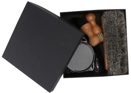 Yardenfun Shoe Polish Shine Kit Leather Care Shoes Shine Care Kit Brushes Black and Neutral Maintenance Tool for Travel and Hotel