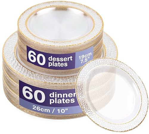 MATANA 120 Premium Plastikteller mit Goldrand, 2 Größen - Mehrweg Kunststoffteller, Partyteller Gold für Hochzeiten, Geburtstage, Partys - Elegantes & Stabiles Partygeschirr