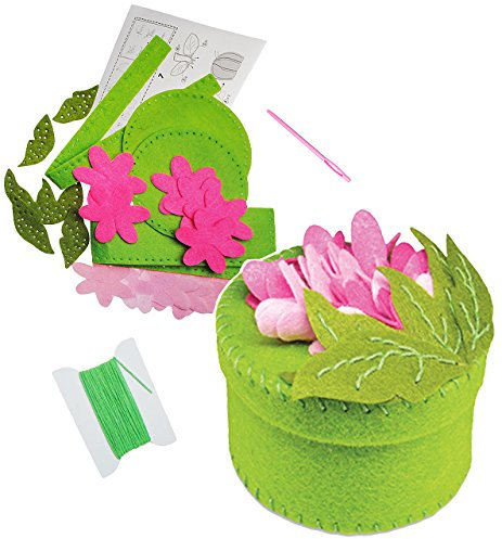 alles-meine.de GmbH Bastelset - Filz Schmuckdose/Dose - Blume & Blüten - zum Sticken, einfaches Nähen per Hand - Utensilo - Komplettset filzen - Creativ - Filzset zum Baste..