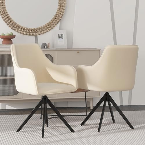 Lexiou Eleganter um 360°drehbare Samt-Armlehnstuhl mit verstellbaren Fußpolstern, Ideal für Wohnzimmer, Esszimmer und Küche (Beige)
