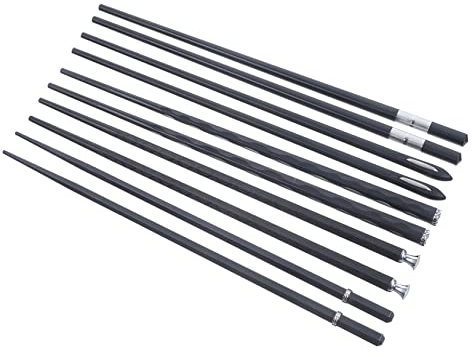 HOLIDYOYO Set Di 5 Paia Di Bacchette Da Cucina Nere - Bacchette Cinesi in Fibra Di Resistenti Al Calore Riutilizzabili E Lavabili in Lavastoviglie