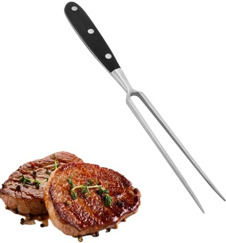 Grande fourchette à viande, fourchette de service 11,81 pouces, fourchette à viande en acier inoxydable avec manche en bois, longue fourchette à découper pour la cuisine, rôtis, grillades, barbecue, f