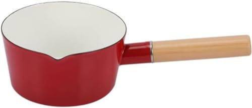CTCOIJRN Pentola for Latte Smaltata Bricco for Latte Pentola for Latte con Manico in Legno for caffè Burro Latte tè Utensili da Cucina Ciotola
