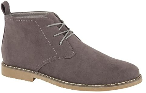 Charles Southwell Men's imitation suede lace up and Twin Gusset Desert Boots Sizes 7-12 (Grey, UK Footwear Size System, Adult, Men, Numeric, Medium, 10)